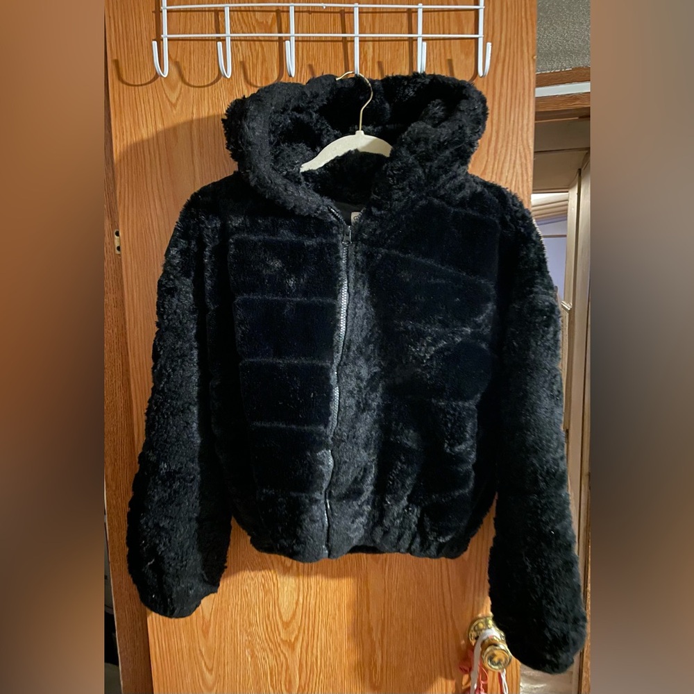 Kids Black Fuzzy Jacket